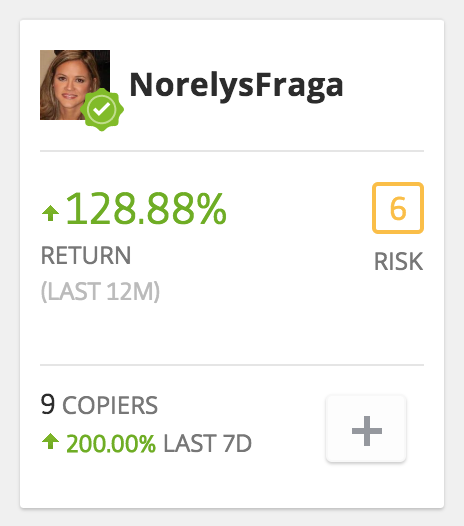 A standard trader stats card from Etoro - High figures might indicate that Etoro is a scam