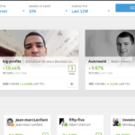 Browsing trader profiles in the eToro copy trading platform