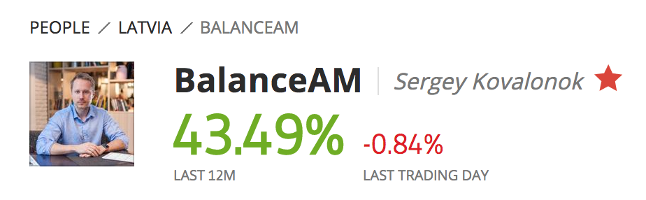 eToro trader performance over a 12-month period