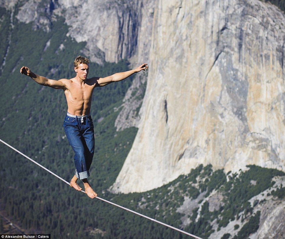 Tightrope walker illustrating the balance of risk involved in social trading