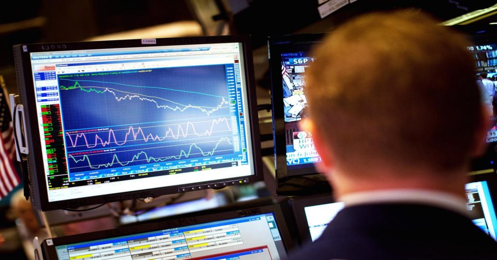 Financial trading charts and price data analysis